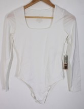 NWT Everlane XS White Long Sleeve Supima Cotton Square Neck Bodysuit Top - £23.80 GBP