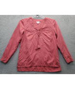 J. Jill Tencel Tunic Top Women&#39;s XS Pink Solid High Low Long Sleeve Lace... - $30.48 CAD