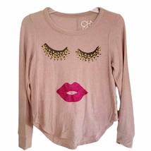 Chaser Glam Lash and Lips Pink Knit Pullover Tee - £29.85 GBP