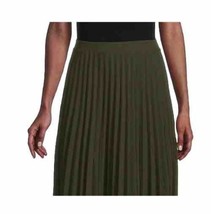 Max Studio Olive Green Accordion Pleat Chiffon Flare Skirt Women’s Size XL - £11.39 GBP