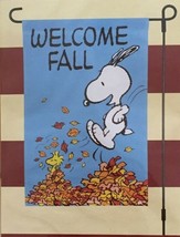 Snoopy .. Welcome Fall .. Peanuts One Sided Garden Flag (12"W X 18"L) - £30.82 GBP