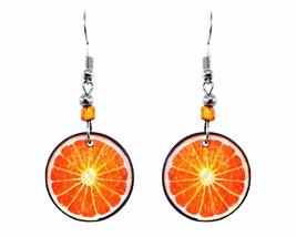 Orange Fruit Graphic Dangle Earrings - Womens Fashion Handmade Jewelry Food Them - £11.86 GBP