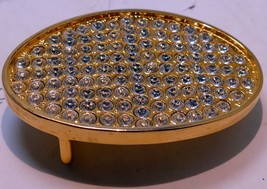 Textured Gold Tone Belt Buckle Cubic Zirconia Sparkle 5X7cm large - £29.80 GBP