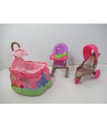 Fisher Price loving family dollhouse pink baby crib jogging stroller hig... - £16.24 GBP
