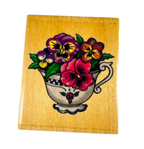 Vintage Stamp City Pansy Tea Cup Time Flowers Rubber Stamp Y2693 Arrange... - £12.78 GBP