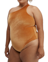 Fabletics Women&#39;s Gigi Velour Bodysuit One Shoulder Plus Size 2X Light Honey - £19.45 GBP