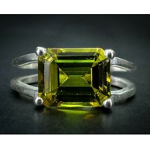 3.50CT Simulated Peridot Solitaire Engagement Vintage Ring Sterling Silv... - £97.45 GBP