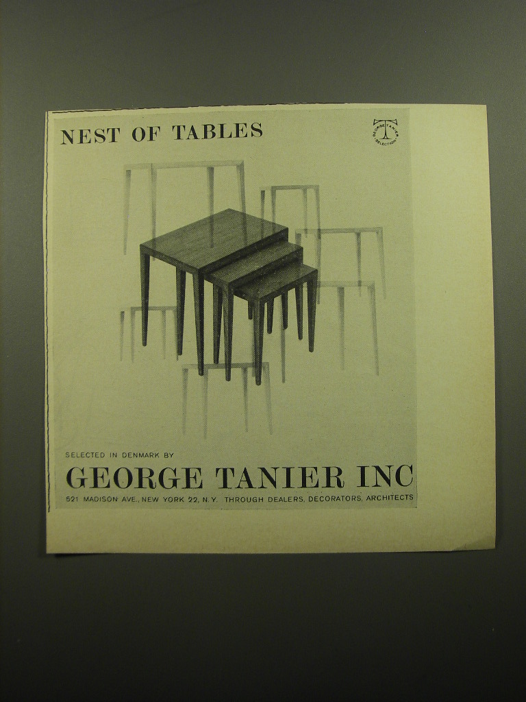 Primary image for 1960 George Tanier Nest of Tables Advertisement