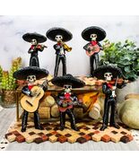 Day Of The Dead Black Mariachi Band Folk Musician Skeleton Figurines Set... - $99.99