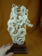 (DRAG-17) mythical Dragon + Vritra shed ANTLER figurine Bali detailed ca... - $262.96