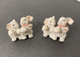 Lot of 2 Miniature White Bunny Rabbit Figurines Made Of Resin 2 Inch Tall - £6.37 GBP