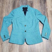 Talbots Turquoise Blue Wool Blend Blazer Jacket 2 Button Women&#39;s Size 8 - £44.06 GBP