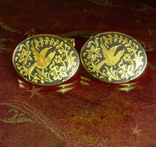 Wedding Dove Cuff links LARGE Elegant Victorian Love bird cufflinks Damascene go - £87.92 GBP