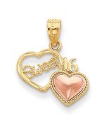 14K Two Tone Gold Sweet 16 Heart Pendant - €159,59 EUR