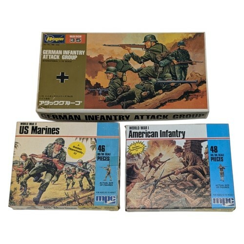 Vintage H.O Infantry Marines MPC Hasegawa German U.S World War I II Lot - $19.39