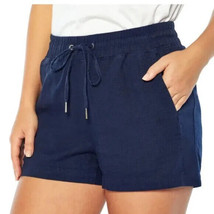 GAP Woman&#39;s Midnight Blue Linen Shorts - Elastic Waistband - Size: L - £13.15 GBP