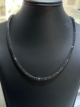 3mm Round Lab Created Black Onyx 20&quot; Luxury Men&#39;s Tennis Necklace in 925 Silver - £177.89 GBP