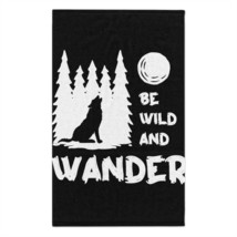 Wolf Howling Rally Towel | Black and White Moonlit Forest | Personalized... - £13.99 GBP