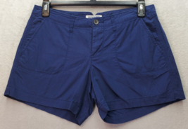Old Navy Bermuda Shorts Women&#39;s Size 6 Navy 100% Cotton Flat Front Slash... - £12.36 GBP