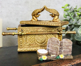 Matte Gold Ark Of The Covenant Model With Contents Figurine Decorative Box 1:10 - £27.90 GBP