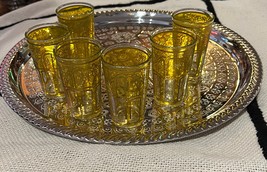 Moroccan tea glasses- Set of Moroccan serving tea glasses-  Gold tea glasses - £31.89 GBP