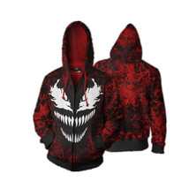 Red Venom Spider-Man Cool Hoodie Funny Tops Full Zip Coat Jacket Sweatshirt - £9.58 GBP