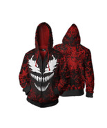 Red Venom Spider-Man Cool Hoodie Funny Tops Full Zip Coat Jacket Sweatshirt - £8.95 GBP