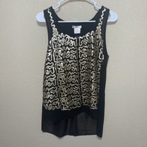 Esley Collection Black GOLD SEQUIN Cami Top SZ S NEW - £38.53 GBP