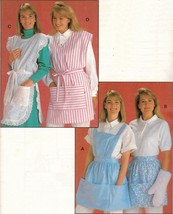 Misses Kwik Sew Bib Straps Pullover Large Pockets Aprons Oven Mitt Sew Pattern - $12.99