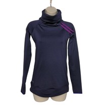 Nike Pro Women&#39;s Hyperwarm Side Tie Top Size XS Solid Purple Thumb Sleeves - $36.82