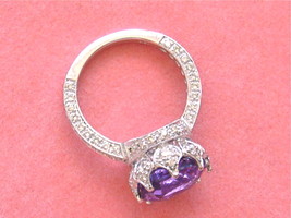 11 mm AMETHYST FLOWER BUD SOLITAIRE .90ctw DIAMOND ENGAGEMENT RING or MO... - $1,583.01