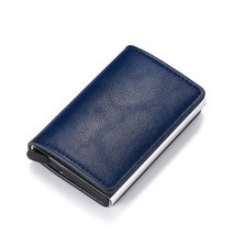 Aluminum Wallet  Credit Card Holder Automatic Elastic PU Leather Antitheft  Bloc - £13.17 GBP
