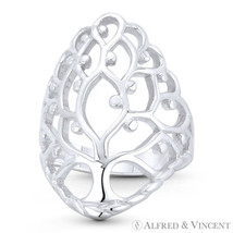 Tree-of-Life Knowledge Etz Chaim .925 Sterling Silver Religious Charm Large Ring - £24.27 GBP