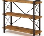 Bookshelf, 3-Tier Industrial Bookcase, Rustic Open Book Shelf, Wood And ... - £132.85 GBP