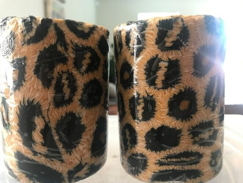 Vintage Avon Leopard Print Candles - Set of 2, New Sealed (Holder Not Included) - $17.13