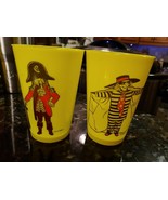 2 Vintage Yellow Plastic McDonald Cups Captain Crook Hamburglar - £13.93 GBP