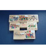 Sentiments eight rubber stamp lot thank you, good luck, I love you, super - $19.75
