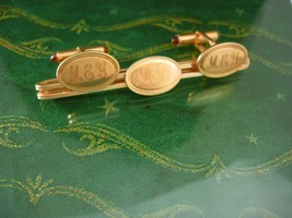 Krementz cufflinks SCOTLAND jeweled ends vintage INITIAL MEY personalized formal - £137.71 GBP
