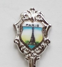Collector Souvenir Spoon France Paris Eiffel Tower Porcelain Enamel Emblem - £10.17 GBP