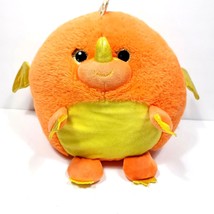Chubby Dragon 12&quot; Plush Pillow Round Stuffed Animal Orange Yellow Glitter Belly - £18.94 GBP