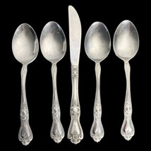 Rogers Precious Rose Stainless Dinner Knife x1 Spoon x4 Flatware Floral Korea - £9.75 GBP