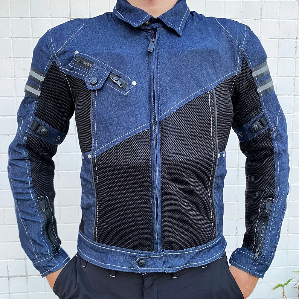 Motorcycle Denim Jacket Mesh Racing Suit Locomotive Anti-fall Clothing - £56.86 GBP+