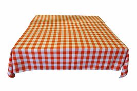 58&quot;x96&quot; - Orange - 100%Polyester Restaurant Style Checkered Tablecloth - £31.95 GBP