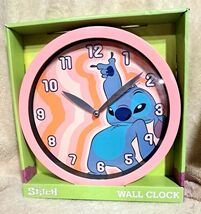 Disney Stitch Pink Wall Clock With Analog Display &amp; Groovy Background De... - $20.76