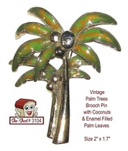 Vintage Pin Palm Tree with Coconuts 2 inch Brooch Pin - $9.95