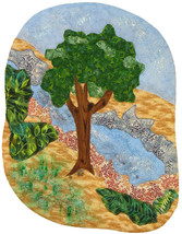 Tree and Stream: Quilted Art Wall Hanging - $345.00