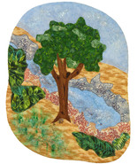 Tree and Stream: Quilted Art Wall Hanging - £271.29 GBP