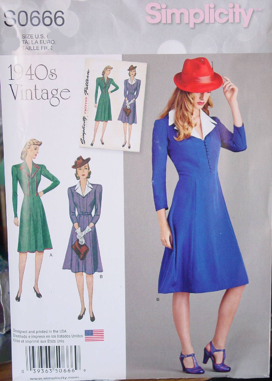 Pattern 0666 size 14-22 Retro 1940s Dresses New, Uncut  - £9.55 GBP