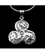 Handcrafted Solid 925 Sterling Silver Celtic Triple Spiral Dragon Pendant - £20.23 GBP