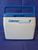 Vintage 1989 Coleman Personal 8 Cooler Beer Lunch Fish Ing Blue Cup Holder Lid - £22.41 GBP